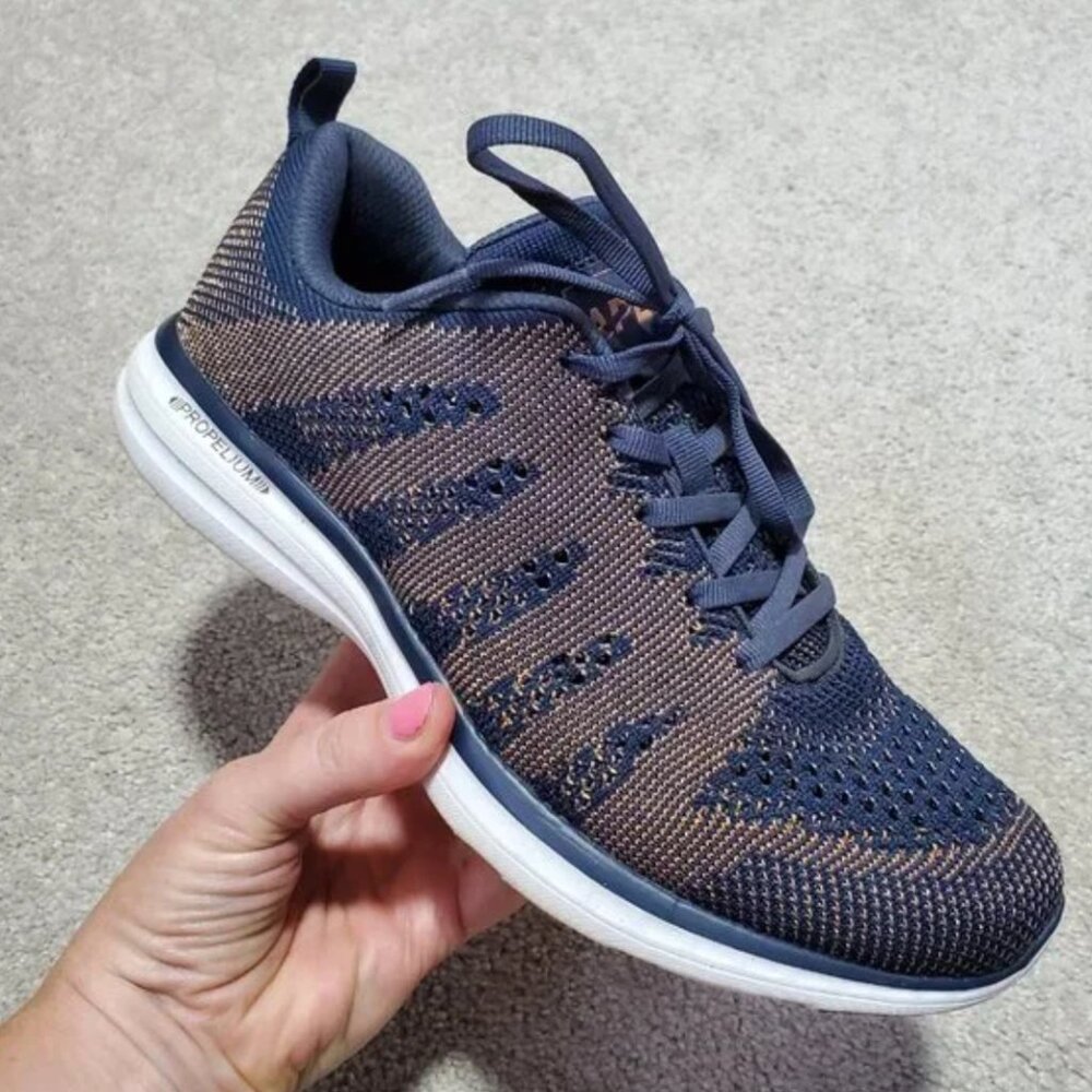 APL Women's Navy and Brown Knit Performance Sneakers